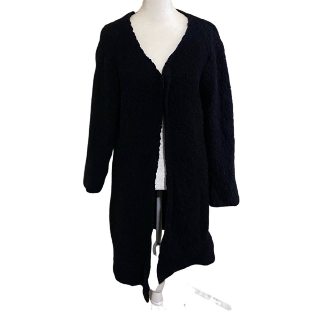 POL Black Textured Open Long Cardigan. Size S.